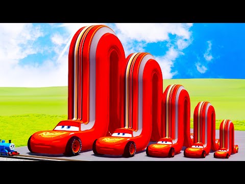 Big & Small Twisted McQueen vs Trains vs Deadly Traps – BeamNG.drive!