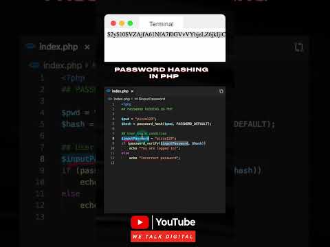 Password Hashing in PHP 2023 | We Talk Digital #shorts