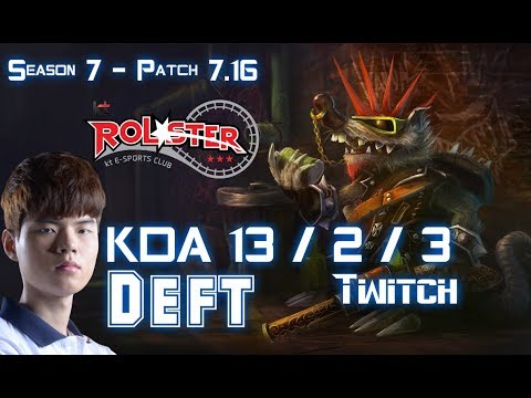 KT Deft TWITCH vs VAYNE ADC - Patch 7.16 KR Ranked