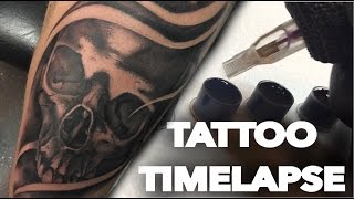 TATTOO TIMELAPSE | REAL TIME | BLACK AND GREY SKULL COVER UP | CHRISSY LEE