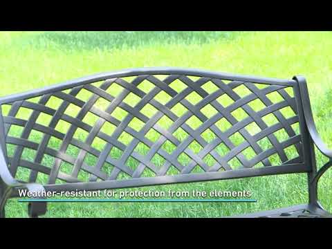 Ultimate Patio 2-Person Checkered Cast Aluminum Metal Garden Bench