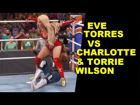 WWE 2K23 Eve Torres vs Charlotte Flair & Torrie Wilson - 2 on 1 Challenge
