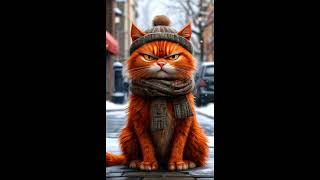 Ginger Cat in Snowfall – Cozy AI-Generated Winter Scene