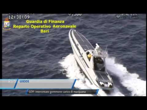 TG LECCE GDF INTERCETTATO GOMMONE CARICO DI MARIJUANA   TELEREGIONE 30 01 2017