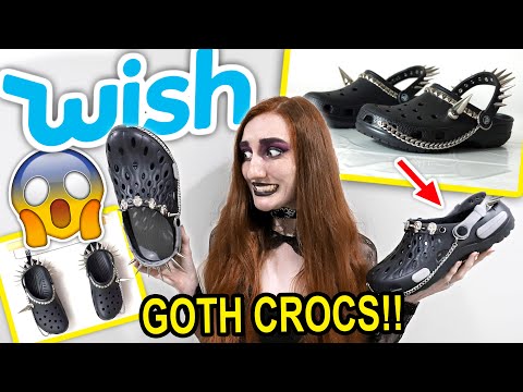 我穿了一個星期的哥特式crocs的願望！!非常值得懷疑的時尚？ (I WORE GOTH CROCS FROM WISH FOR A WEEK!! Very Questionable Fashion  ??)