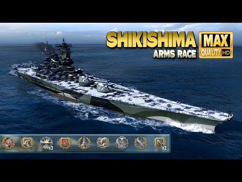 battleship Shikishima with 3 devastating strikes - World of Warships