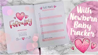 February Bullet Journal Plan With me with Newborn Tracker