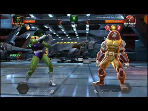 5 Star Buffed She Hulk vs Unstoppable Colossus (AQ Map 3 Mini Boss) - Marvel Contest Of Champions