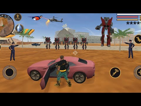 Vegas Crime Simulator (Vegas Hero Fight Car Robot) Robot Car Attack Violet Car - Android Gameplay HD