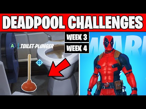 Week 3 & Week 4 Deadpool Challenges Fortnite Chapter 2 Season 2 (Toilet Plunger & Destroy Toilets)