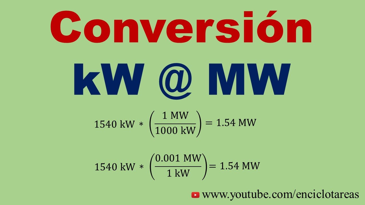 Convertir de Kilowatt a Megawatt (kW a MW)