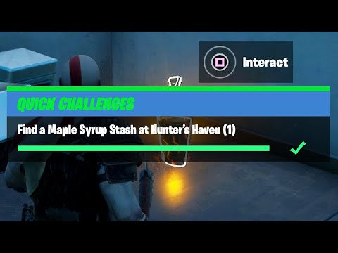 Find a Maple Syrup Stash at Hunter's Haven (1) - Fortnite Quick Challenge Guide