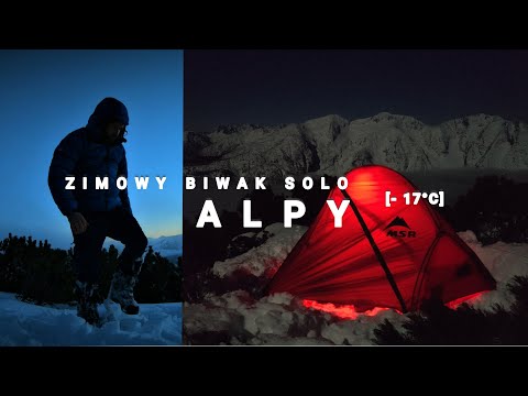 Zimowy Biwak Solo przy  - 17 °C  / Samotny Biwak w Alpach