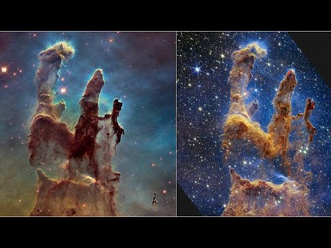 فيديو التلسكوب جيمس ويب يلتقط صورة لآلاف النجوم المتلألئة تحيط بـ"أعمدة الخلق"