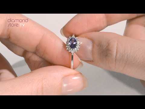 FET21-VY -  AAA Tanzanite & Diamond Ring In White Gold