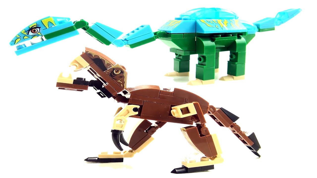 2 lego compatible dinosaurs - Tyrannosaurus Rex Apatosaurus toys - Dinosaur Speed Build