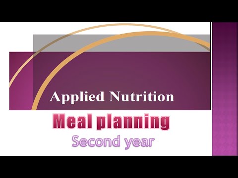 Applied Nutrition Ch 2 Meal Planning part 01 تغذية تطبيقية