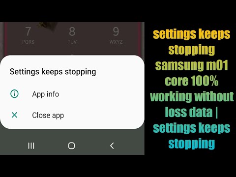 settings keeps stopping samsung m01 core 100% working without data loss |fix settings keeps stopping