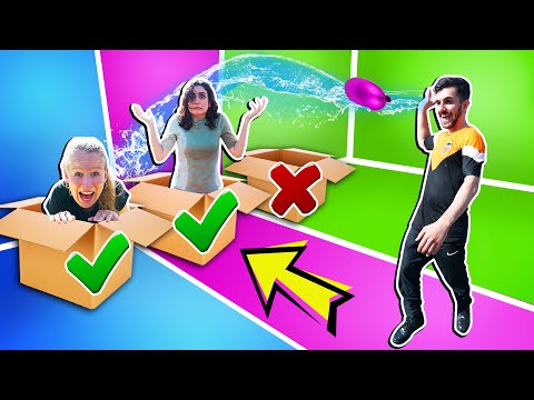 TRIFF NICHT DIE FALSCHE BOX CHALLENGE! Eskalation... Claudio wird mit Wasserballons abgeworfen...