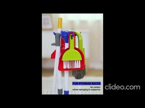 طقم تنظيف للأطفال مع مكنسة كهربائية حقيقية العمل وممسحة ورذاذ ومجرود والمزيد - 29 قطعة - مناسب لعمر 3 سنوات وأكثر video