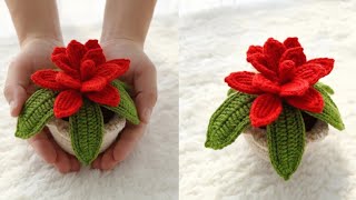 I Made a Realistic Rose Using 10 Crochet Leaves! | Crochet Rose from Yarn