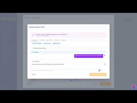 Tutoriel vidéo : Assistance IA pour articles — Formation FacturesPro