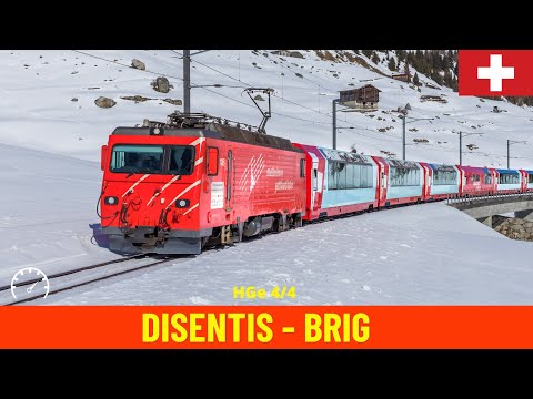 Cab Ride Glacier Express Disentis-Mustér - Brig (Matterhorn-Gotthard-Bahn, Switzerland) 4K