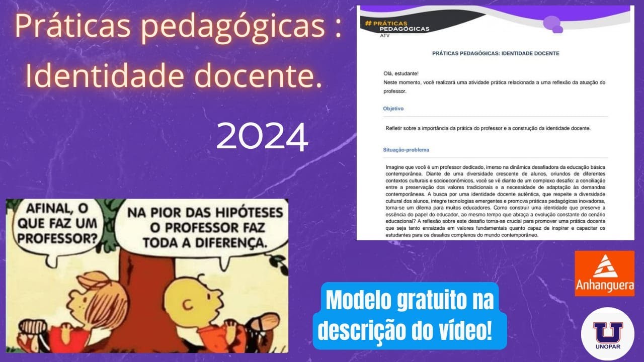 praticas pedagogicas: identidade docente 2024  Unopar - Anhanguera