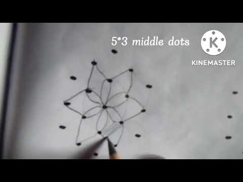 simple smallest designs flower 5*3 middle dots