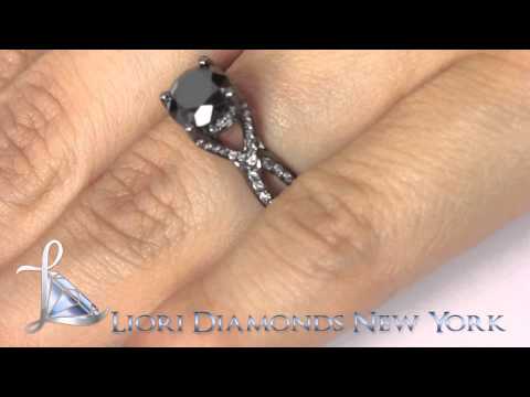 BDR-064 - 1.99 Carat Vintage Style Natural Black Diamond Engagement Ring 18k Black Gold