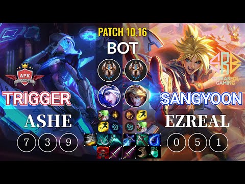 APK Trigger Ashe vs SRB Sangyoon Ezreal Bot - KR Patch 10.16