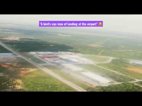 Bird's-eye view landing at the airport