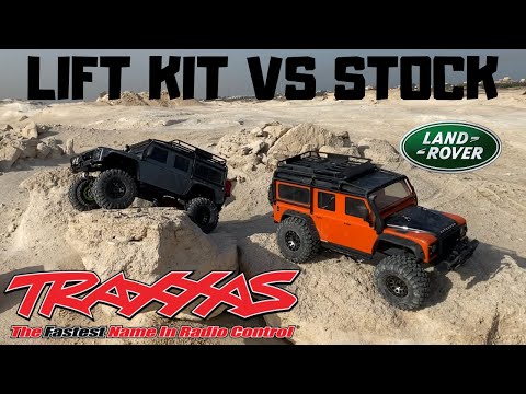 TRAXXAS CUSTOM TRX-4 DEFENDER WITH LIFT KIT AND SPACERS VS STOCK TRAXXAS TRX-4 DEFENDER ROCK CRAWL