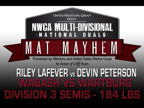 184 Riley Lefever v Devin Peterson - 2015 NWCA Multi-Divisional Duals - D3 Semi-Final