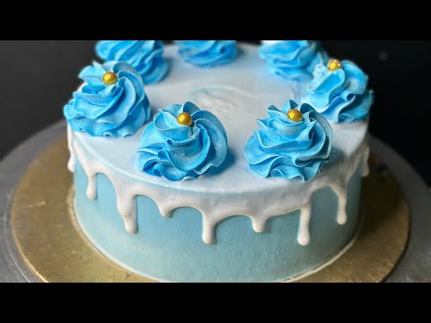 Simple Birthday Cake Ideas For Men || Beginner Blue Colour Cake Idea