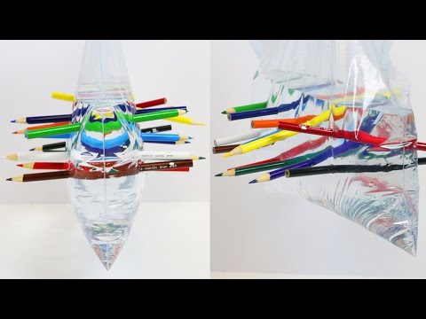 Cool SCIENCE Trick Colored Pencil Through Bag of Water! Video