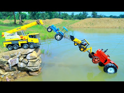 Mahindra Tractor 😭 TATA Tipper JCB 3DX Eicher Tractor Accident Pulling Crane Gadi JCB 3DX ? CS Toy 