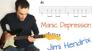 Jimi Hendrix - Manic Depression - Guitar lesson in standard tuning / tutorial / cover with tab