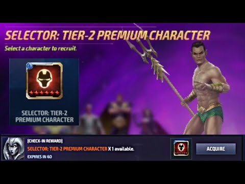 selecting Namor from free premium T2 selector, returning agent rewards. Marvel Future Fight