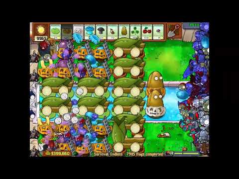 Plants vs Zombies Survival Endless Part 80 7900-8000 Flags