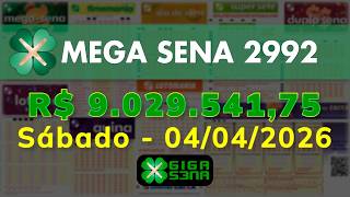 Resultado da Mega Sena 2992, Sábado, 04/04/2026