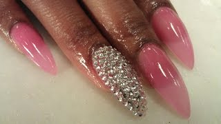 HOW TO PUT DIAMONDS ON STILETTO NAILS