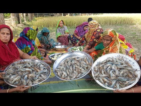 380 Big Loose Prawns/Shrimp & Vegetables Mixed Gravy Curry Cooking To Feed Whole Village People Video