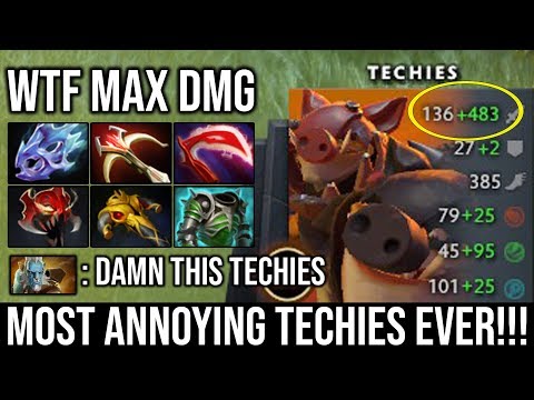 WTF DAMAGE Carry Madness Techies + 251 Damage MAX ATK Speed Vs Crit Full Items Sven DotA 2 Funny