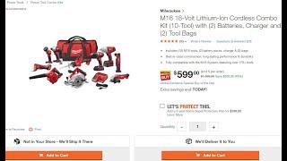 M18 18-Volt Lithium-Ion Cordless Combo Kit (10-Tool) with (2) Batteries, Charger and (2) Tool Bags