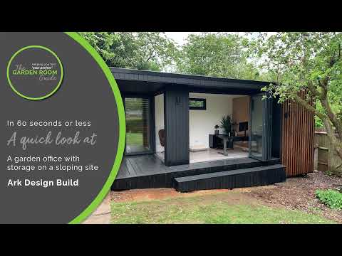 Garden office with storage on a sloping site