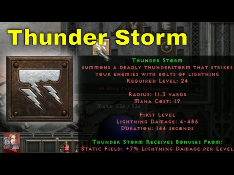 D2R Skills & Abilities - Thunder Storm, Lightning Tree (Sorceress)