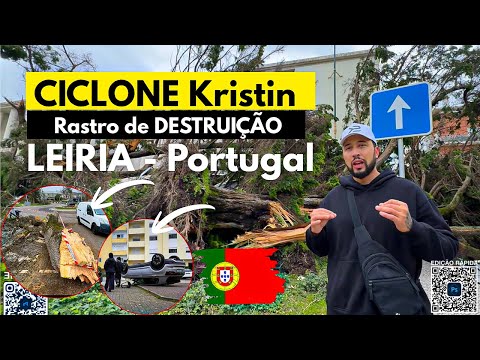 O Rastro de Destruição Do Ciclone Kristin em Leiria, Portugal 🇵🇹 