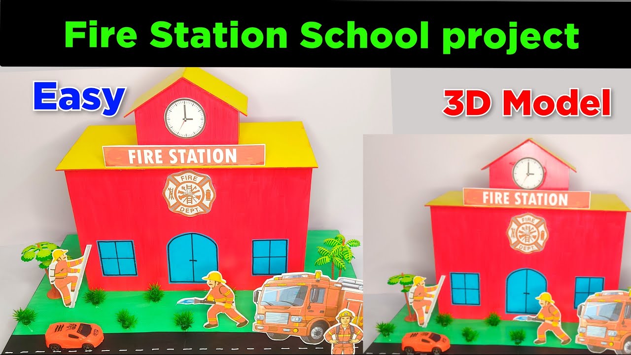Easy Fire Station School Project | 3D Model for kids  | School project