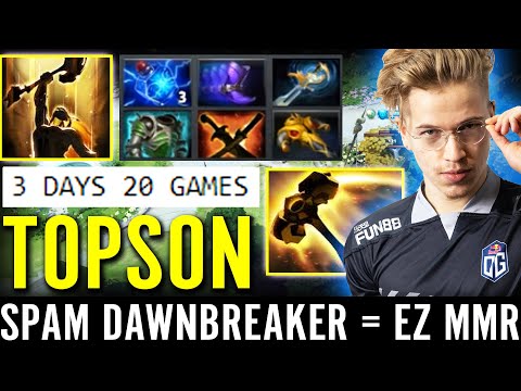 TOPSON [Dawnbreaker] WTF Spamming MID HERO!!? 3 Days 20 Games EZ MMR Stealer 7.29 Dota 2 Pro Guide